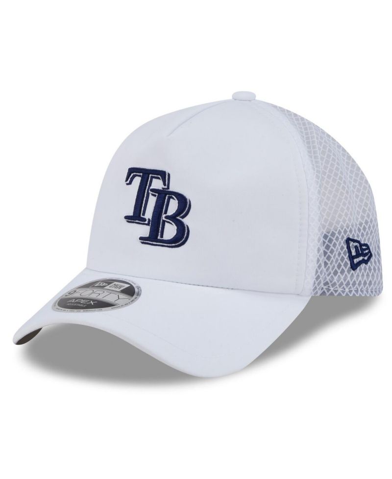 Men's White Tampa Bay Rays 2026 Batting Practice Apex 9FORTY Adjustable Trucker Hat