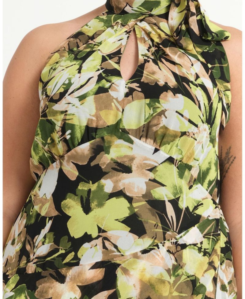 Women's Chlora Halter Chiffon Cocktail Midi Dress