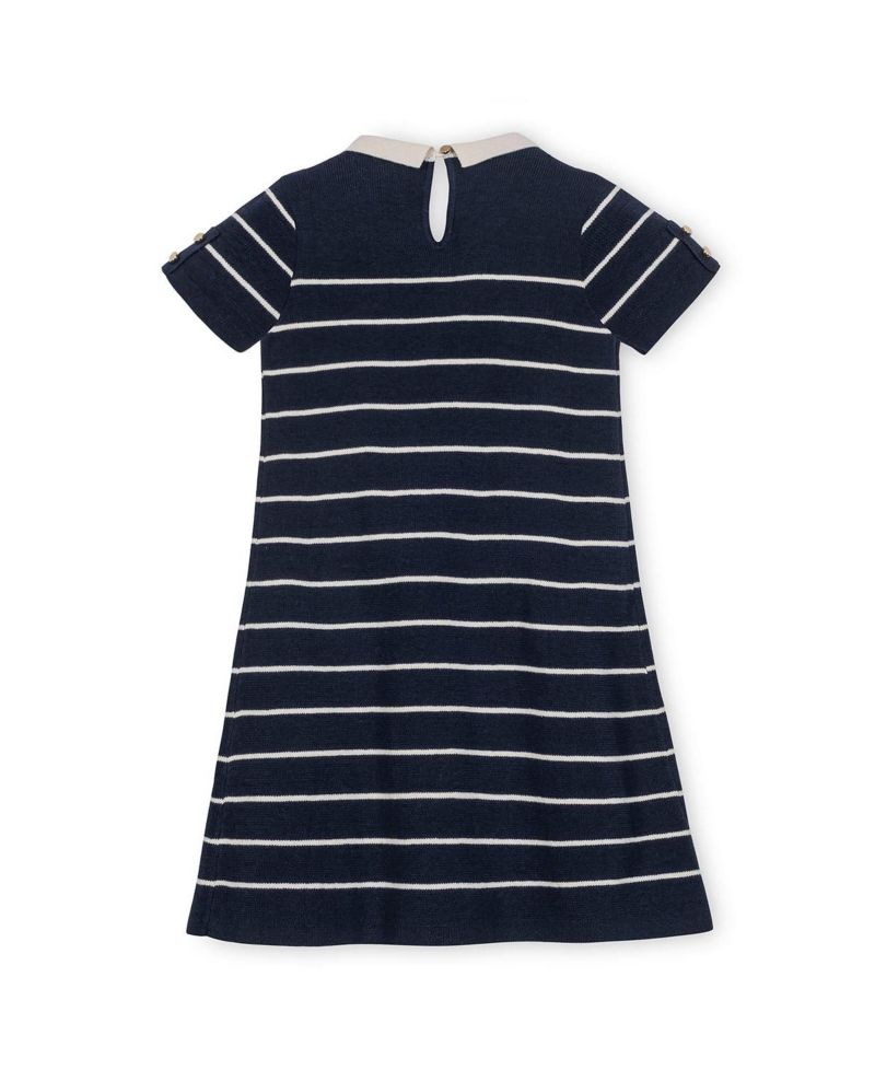 Little Girls Hope and Henry Organic Short Sleeve Milano Sweater Dress with Collar