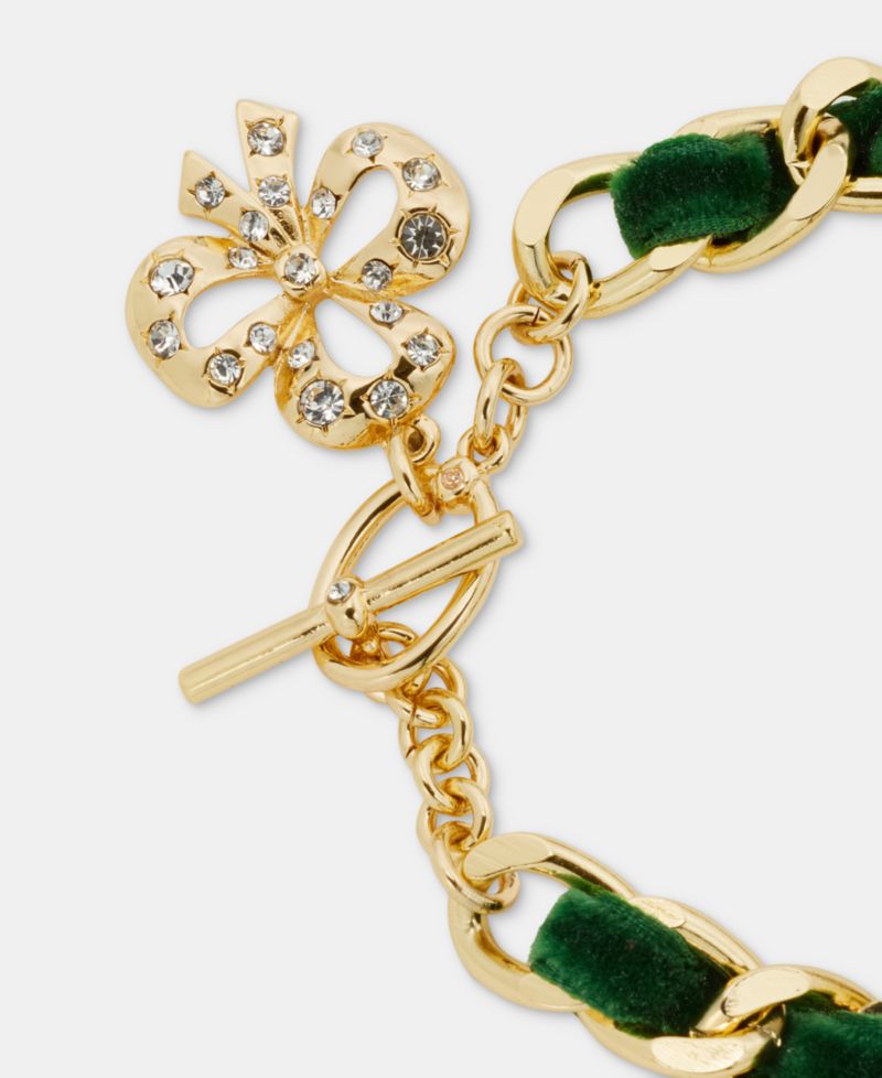 Green Ribbon Chain Toggle Bracelet