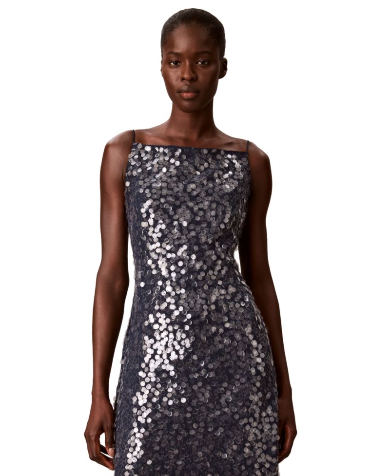 Women's Sequin Square Neck Midi Dress
