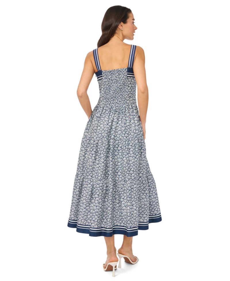 Women's Sleeveless Square Neck Tiered Midi Dress