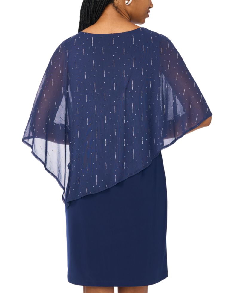 Women's Foil Cape Overlay Crewneck Mini Dress