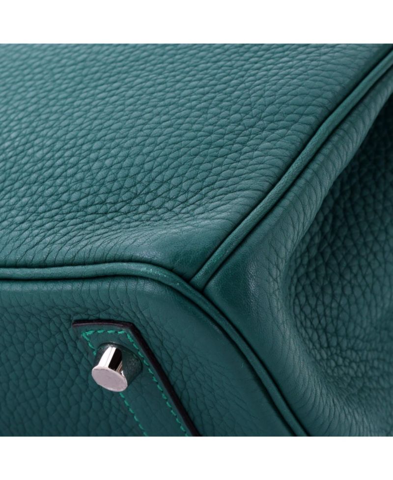 Birkin 30 Handbag Green Clemence with Palladium Hardware