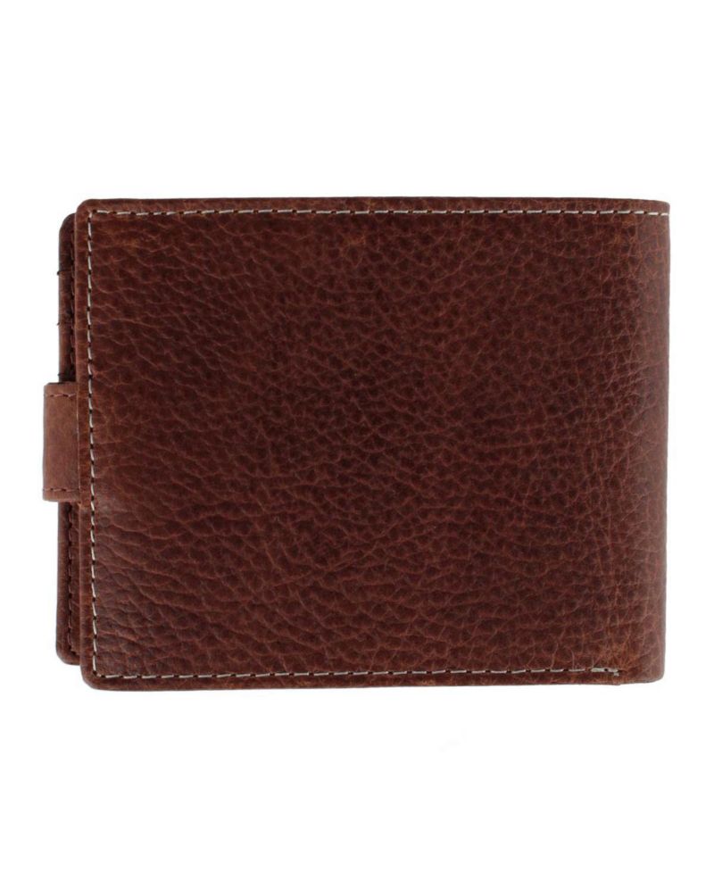 Men's Parker Pebbled Leather Bi-Fold Wallet with ID Window and Fastener