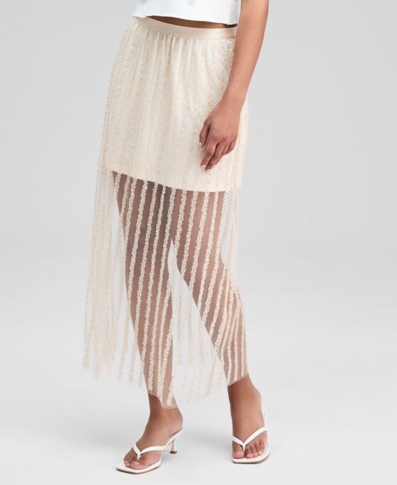 Women's Sequin-Stripe Maxi Skirt