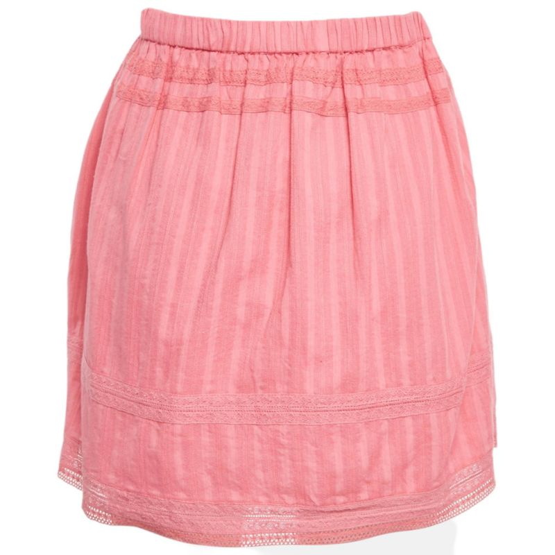 Women's Pink Cotton Lace Trimmed Joxini Mini Skirt