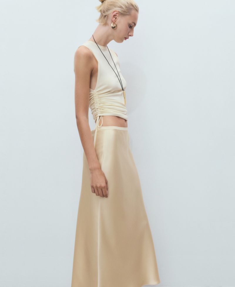 Women's Midi Satin Skirt