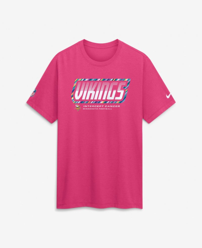 Men's Pink Minnesota Vikings 2026 NFL Cruical Catch Sideline Dri-Fit T-Shirt