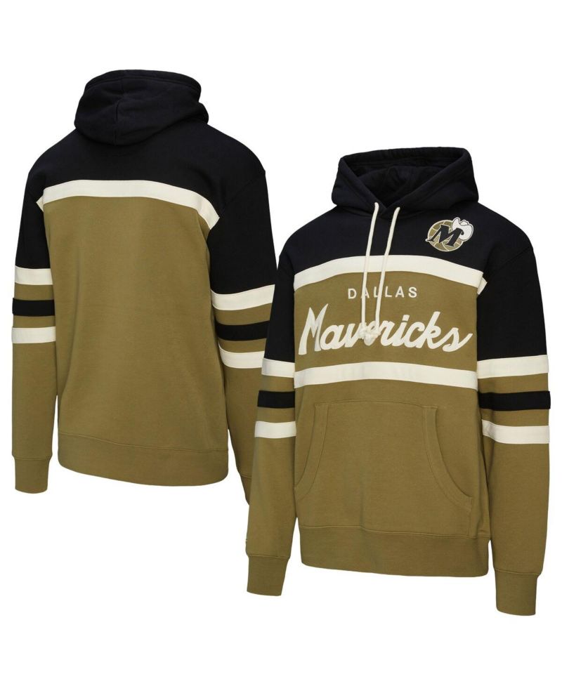 Men's Olive Dallas Mavericks Double Clutch Head Coach Hoodie