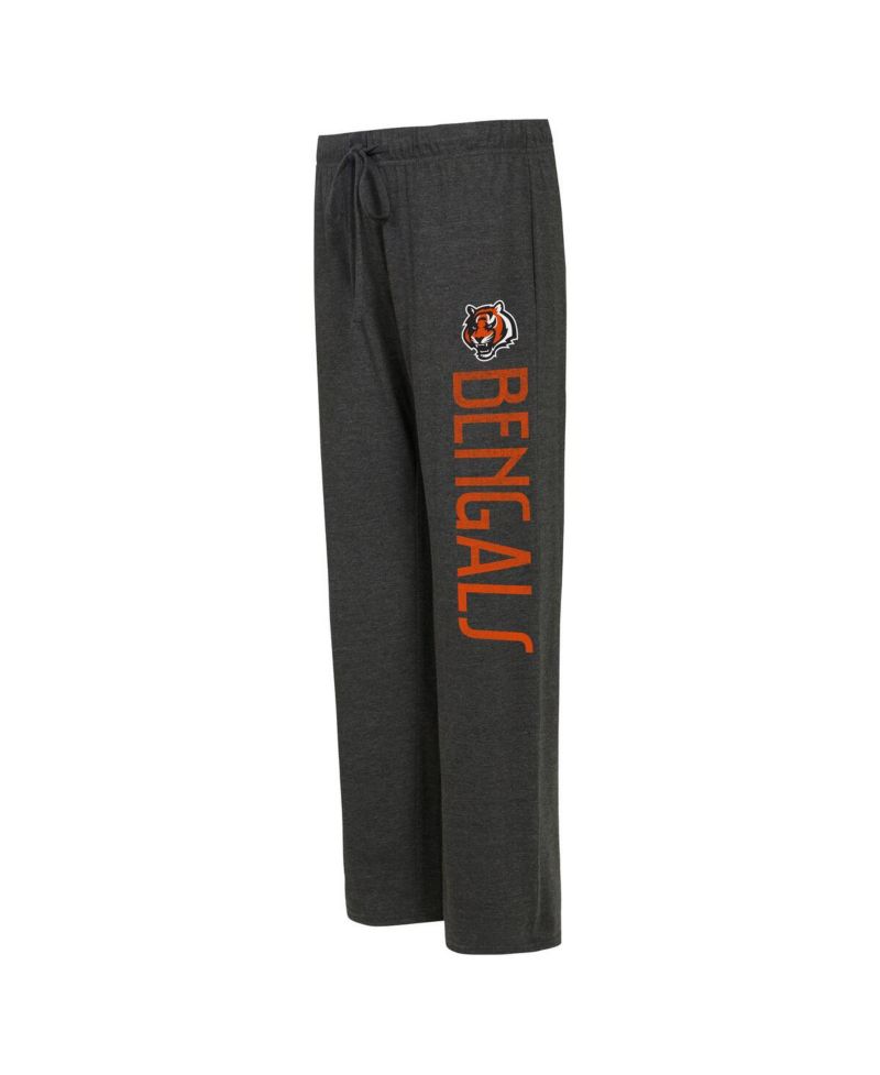 Women's Black, Orange Distressed Cincinnati Bengals Muscle Tank Top and Pants Lounge Set