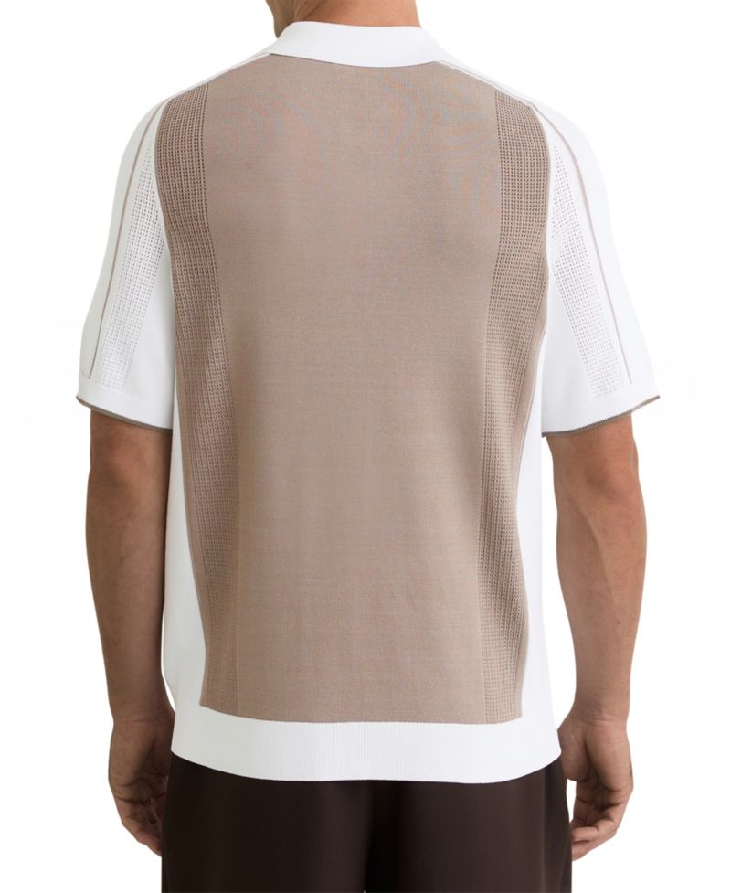 Men's Claremont Half Button Color block Polo Shirt