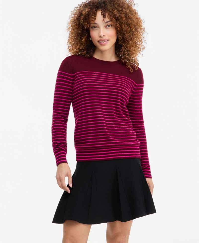 100% Cashmere Women's Petite Long-Sleeve Crewneck Sweater