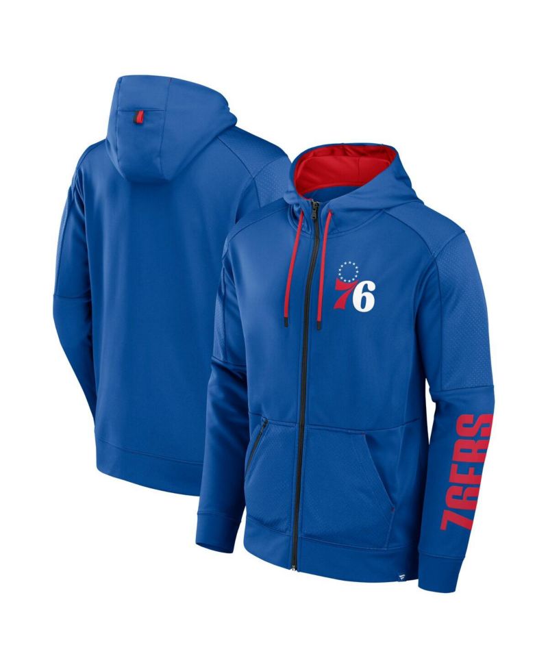 Men's Royal Philadelphia 76ers Baller Defender Performance Full-Zip Hoodie