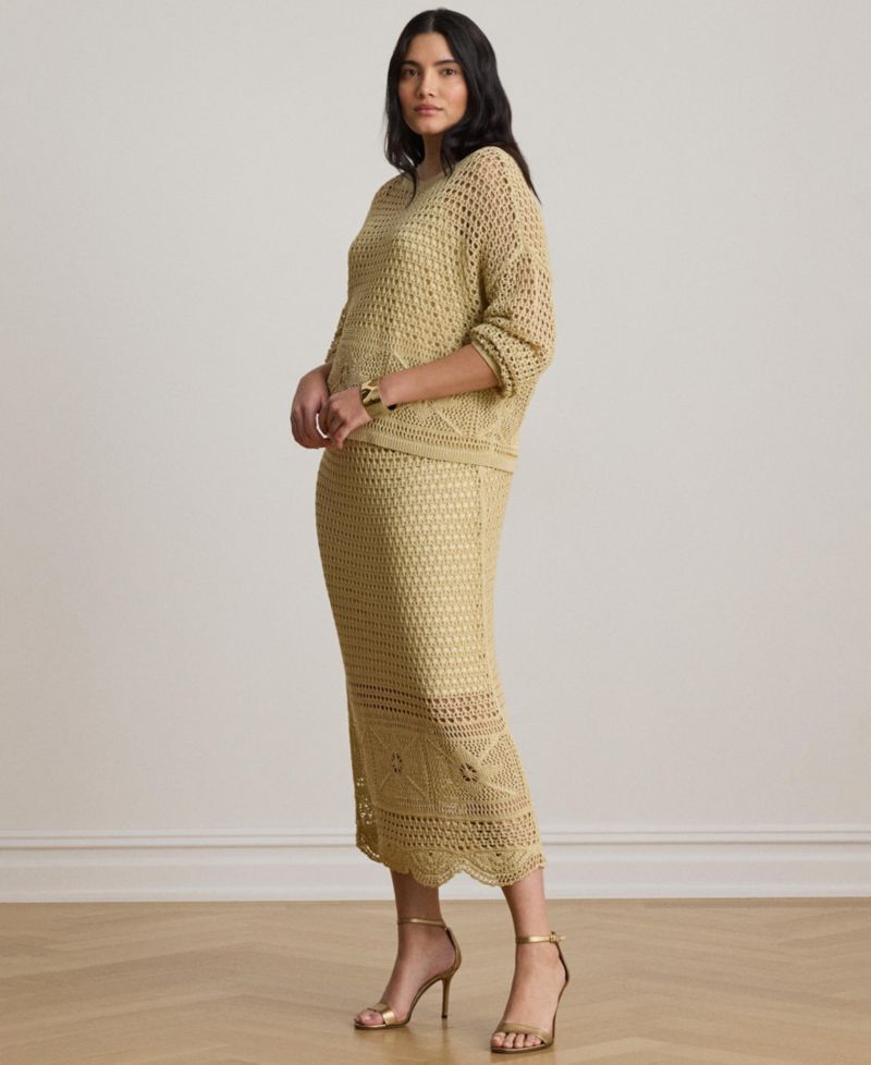 Women's Scallop Hem A-Line Midi Pencil Skirt