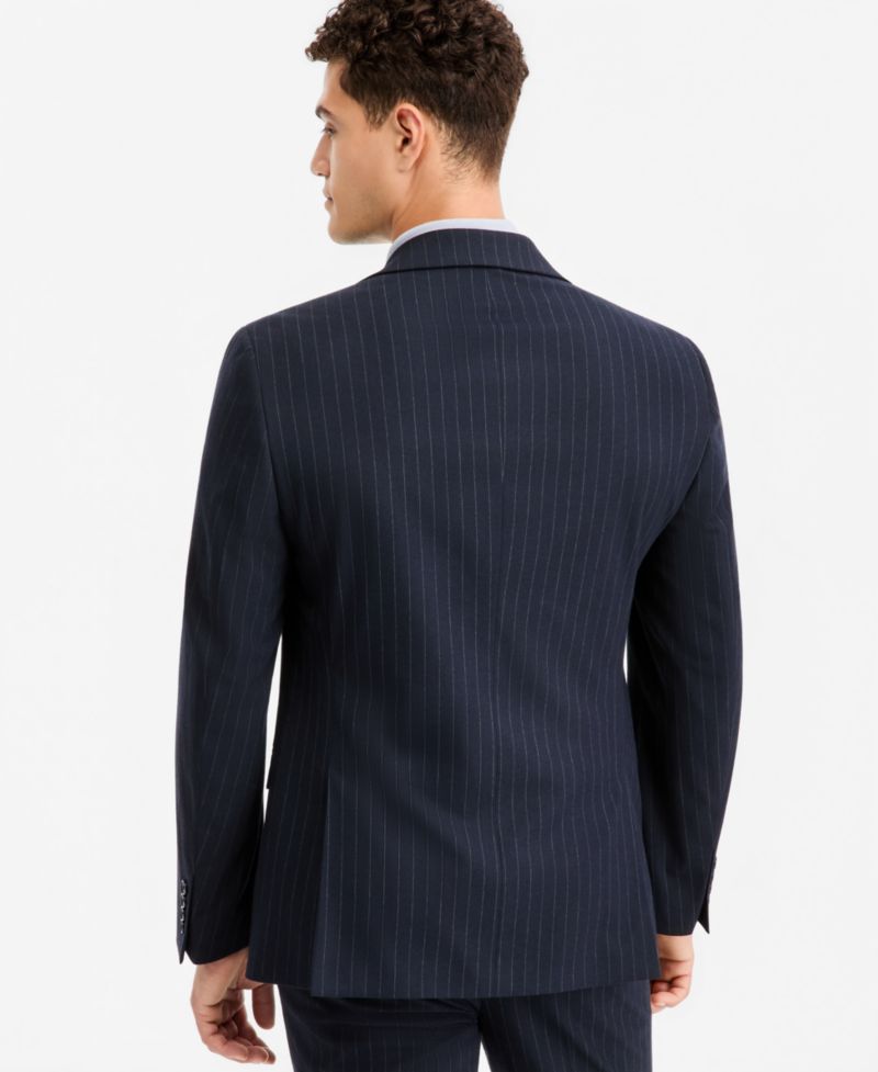 Men's Slim-Fit Navy Pinstripe Suit Separates Jacket