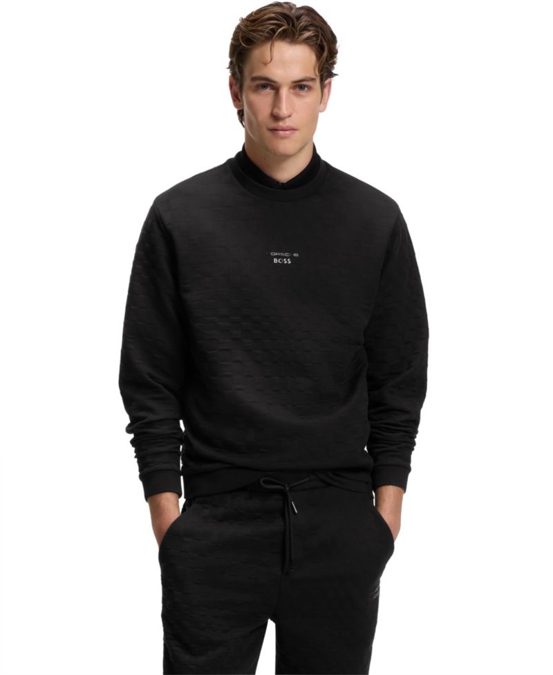 X Porsche Men's BOSS Pasha Check Jacquard Sweatshirt