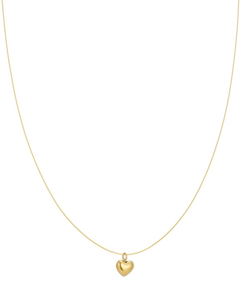 Tarnish Resistant Gold Heart Pendant Collar Necklace