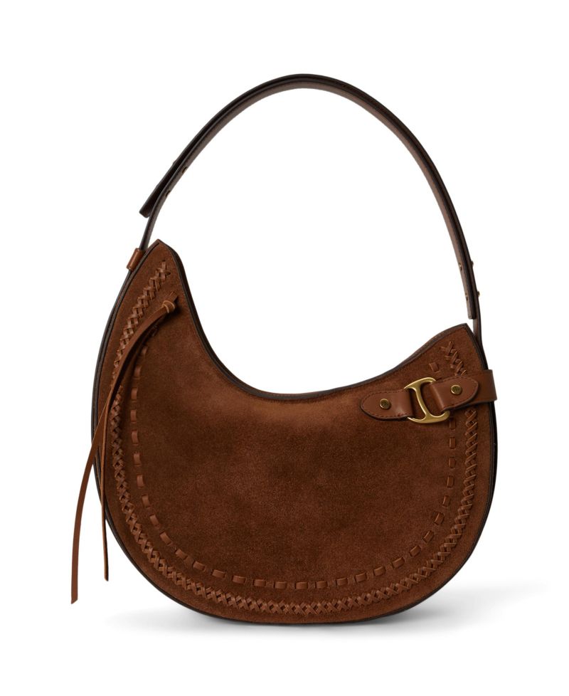 Tasha Whipstitched Suede Large Shoulder Bag