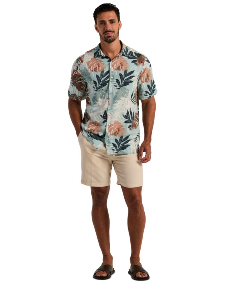 Men's Tropical Print Button-Down Shirt