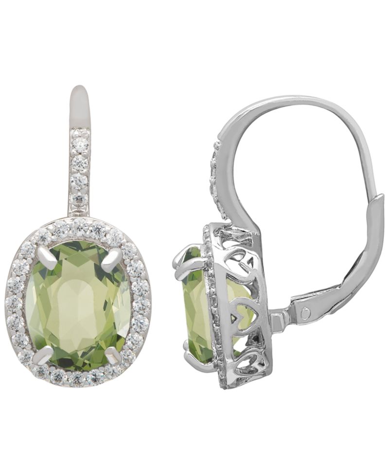 Green Amethyst (4.8 ct. t.w.) & White Topaz (0.56 ct. t.w.) Earrings in Sterling Silver