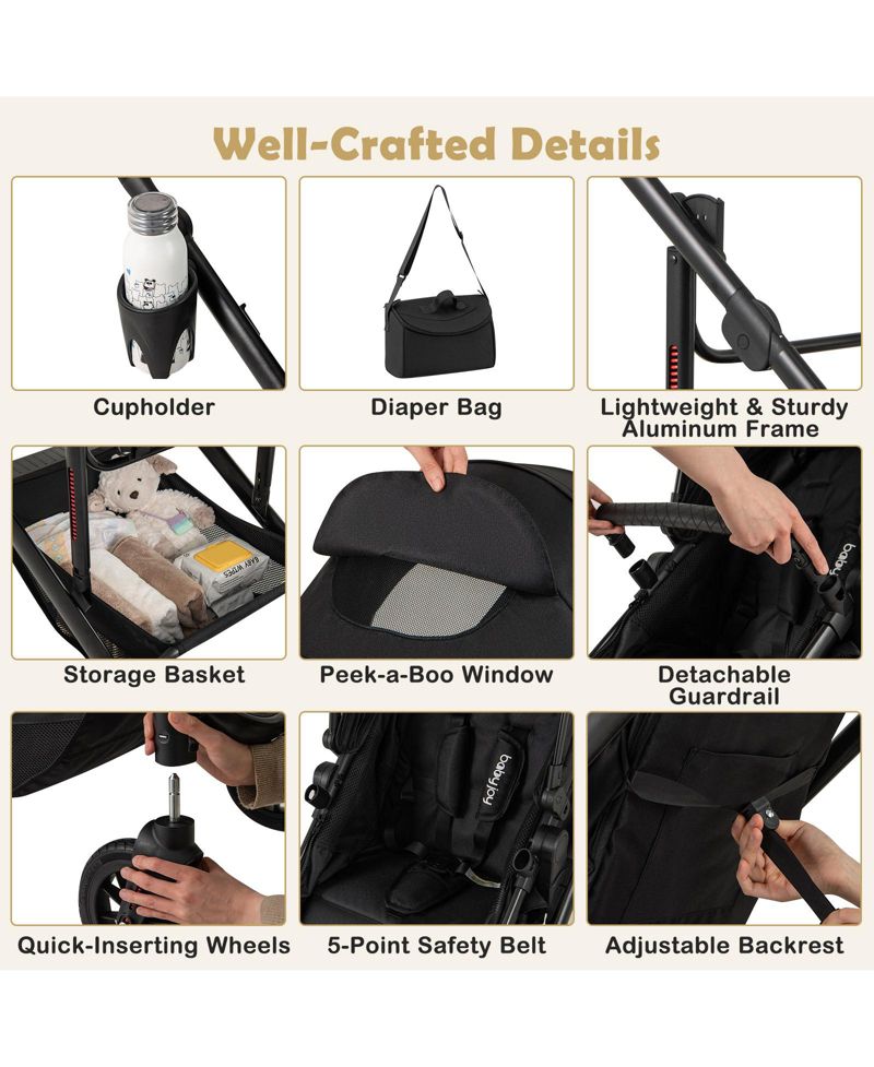 Toddler 3-in-1 Newborn Stroller Folding Convertible High Landscape Stroller
