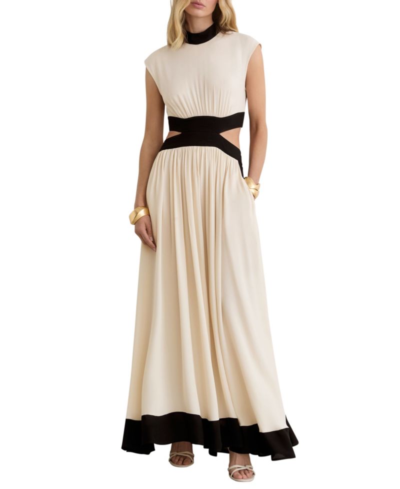 Women's Keely Fit & Flare Colorblock Cut-Out Waist Maxi Dress
