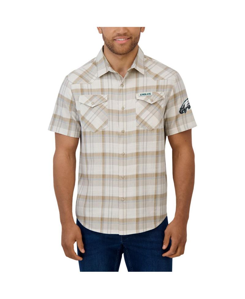 Darius Rucker Collection by Men's Gray Philadelphia Eagles Plaid Full-Snap Shirt