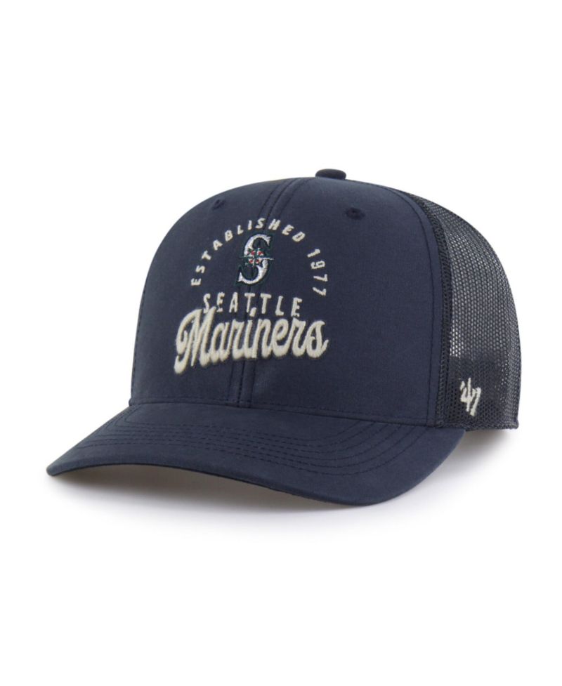 Men's Navy Seattle Mariners Pitstop Trucker Adjustable Hat