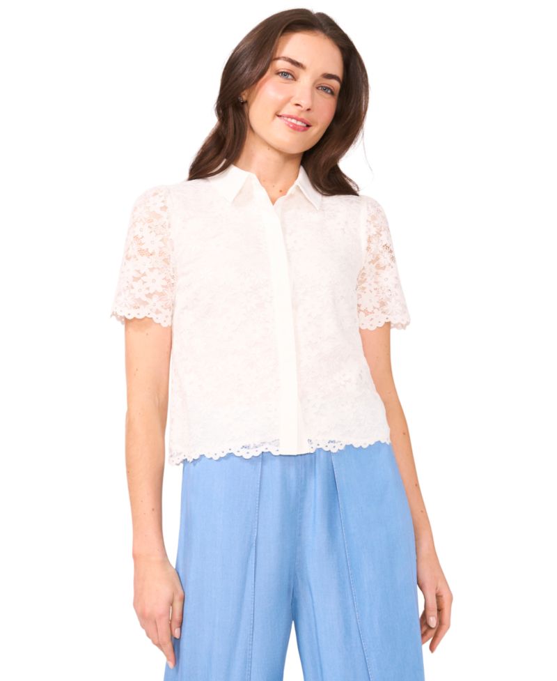 Women's Lace Short-Sleeve Shirt