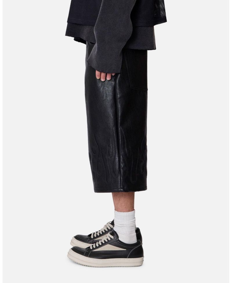 Men's Ultra Baggy Leather Flame Shorts