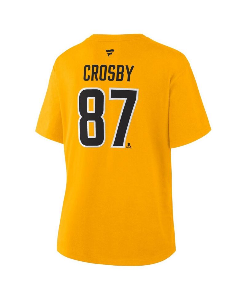 Women's Sidney Crosby Gold Pittsburgh Penguins Authentic Stack Name & Number T-Shirt