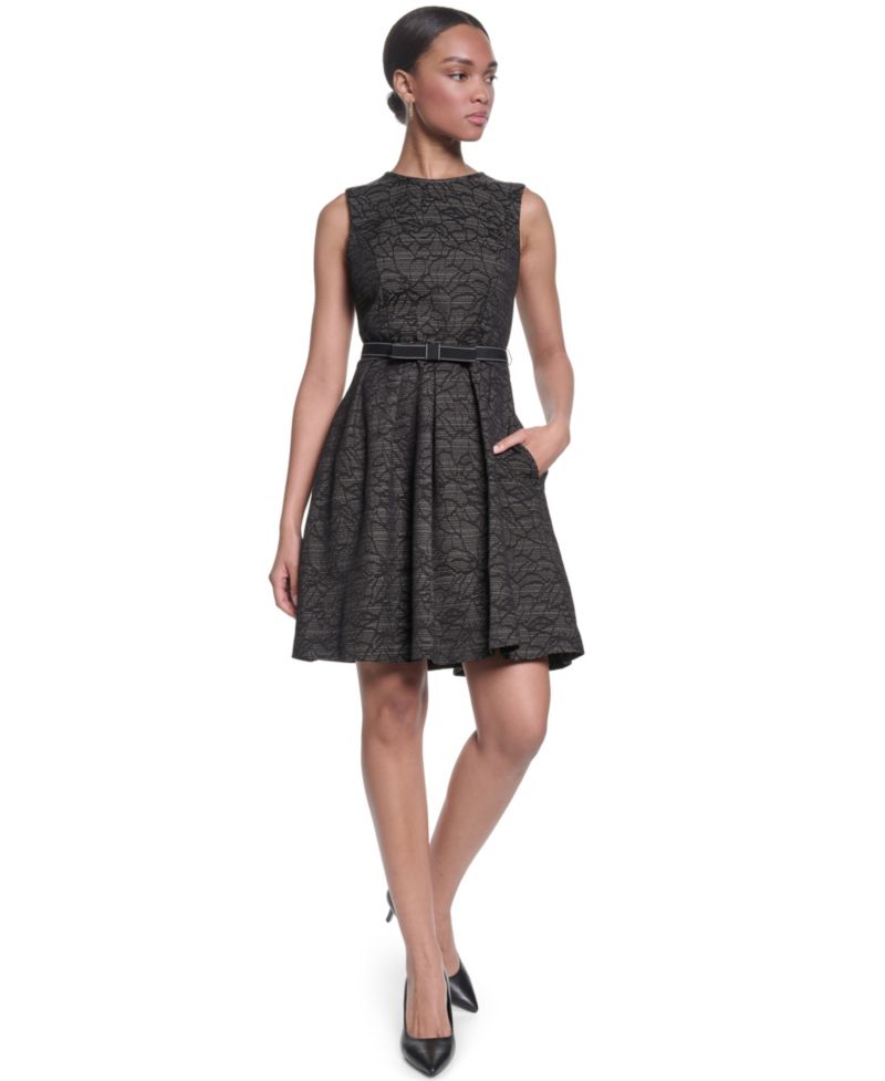 Women's Crewneck Fit and Flare Dress