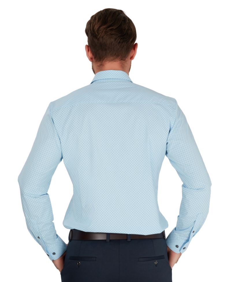 Men's Geometric Print Slim-Fit Dress Shirt