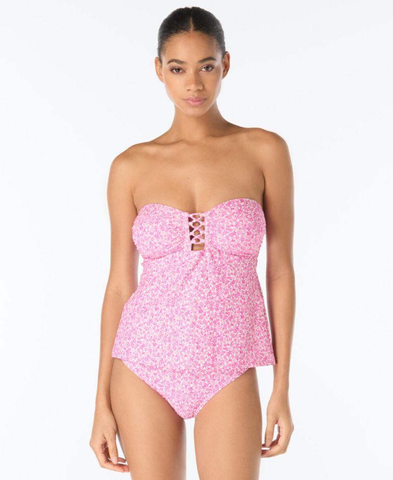Women's Lace-Up Bandeau Neck Tankini Top