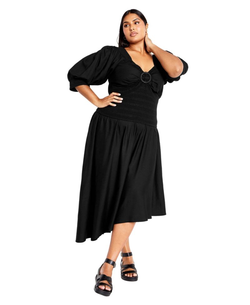Plus Size Katie Asymmetrical Hem Midi Skirt