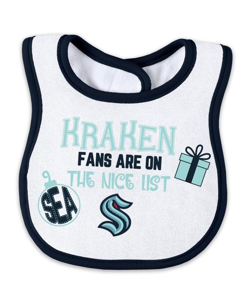 Newborn 2-Piece Seattle Kraken Allover Print Full-Zip Sleeper and Bib Christmas Set