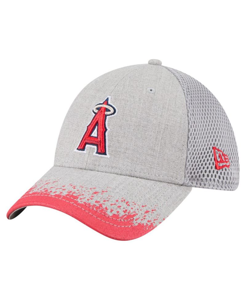 Men's Gray Los Angeles Angels Visor Paint Splatter 39THIRTY Flex Hat