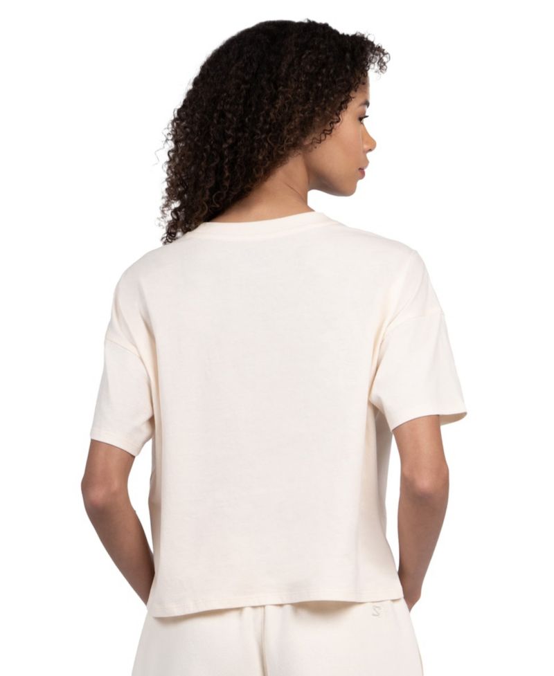Women's Cream Philadelphia Eagles Pastel Travel Boxy Cropped T-Shirt