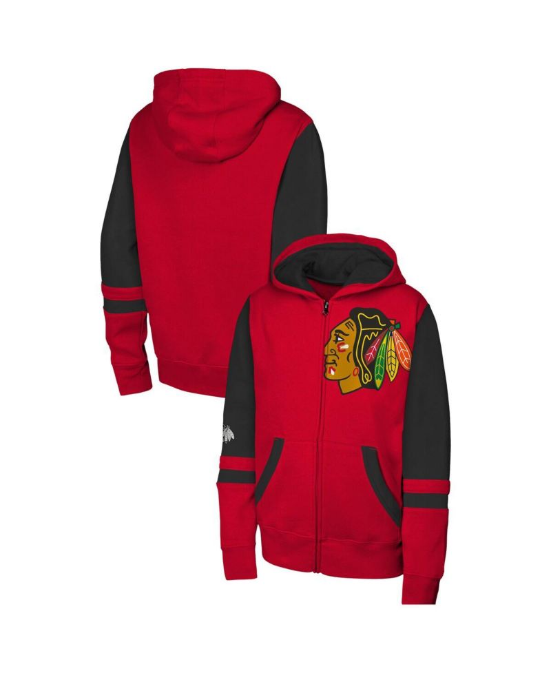 Big Boys and Girls Red Chicago Blackhawks Face Off Full-Zip Hoodie