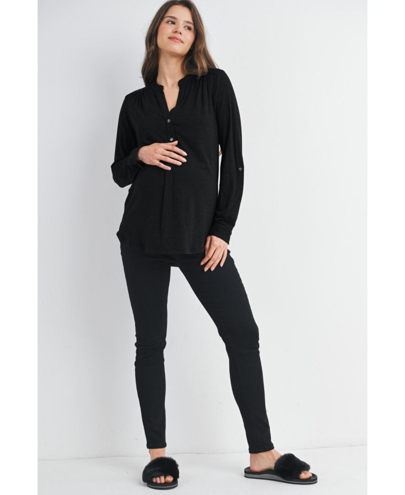 Maternity Henley V Neck Nursing Top