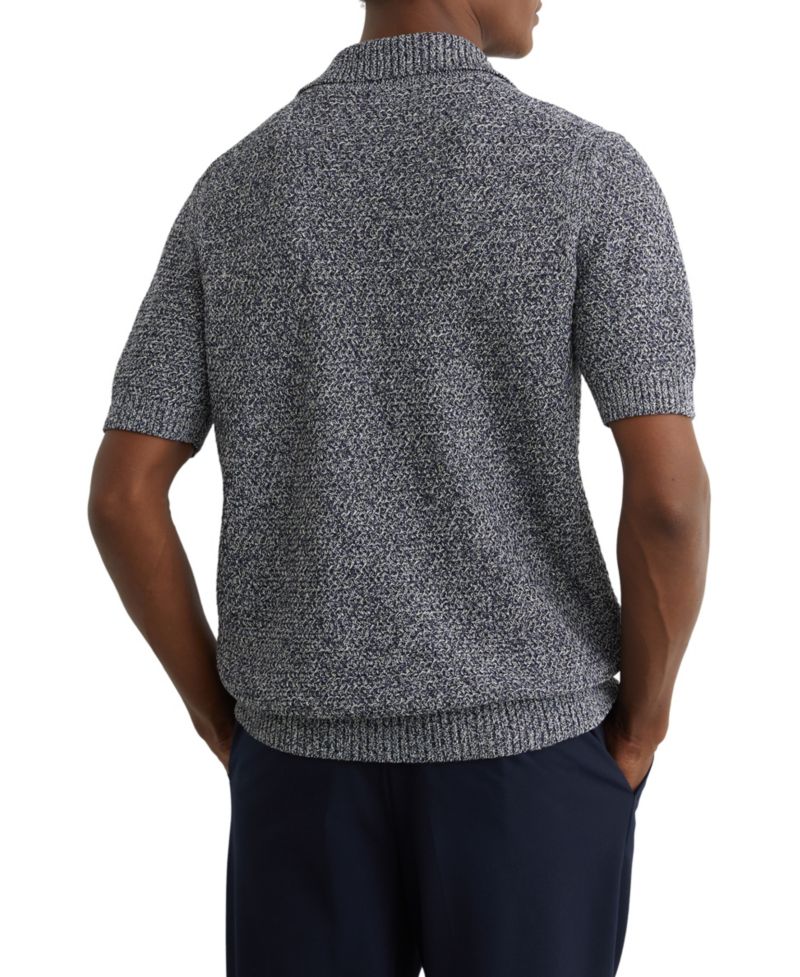 Men's Owen Speckle-Knit Open-Collar Polo Shirt