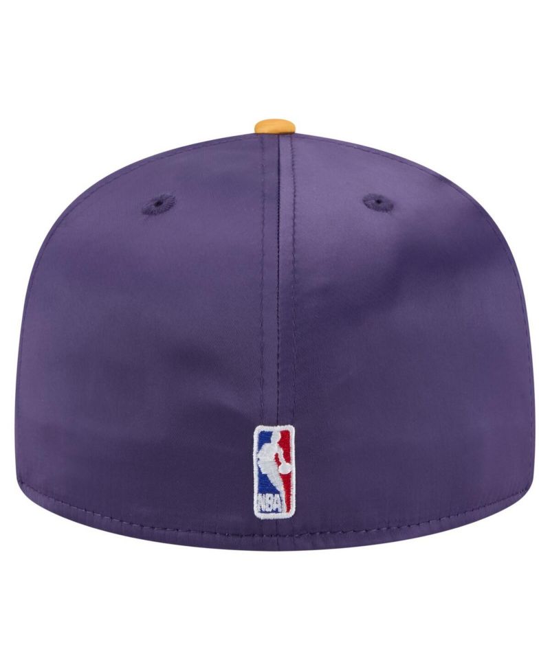 Men's Purple/Gold Los Angeles Lakers Throwback Satin Vintage Pin Two-Tone 59FIFTY Fitted Hat