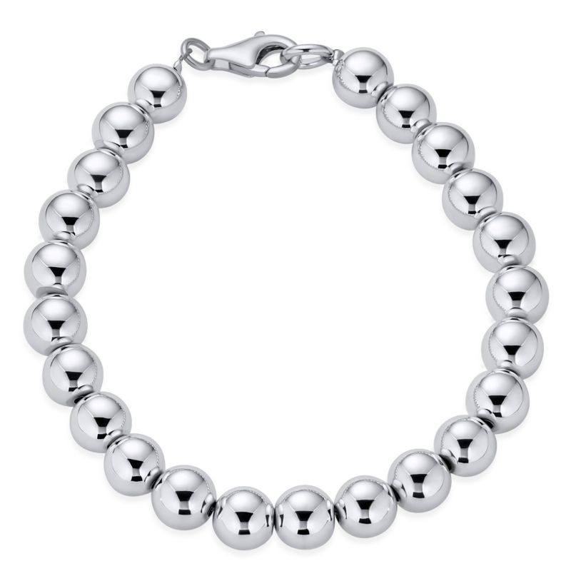 Classic Hand Strung 8MM Bead 925 .925 Sterling Silver Ball Strand Bracelet 7 Inch