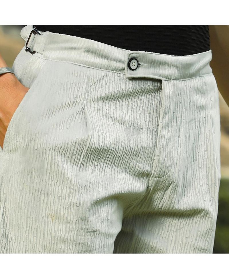 Men's Cloud Grey Veined Tailored Trousers