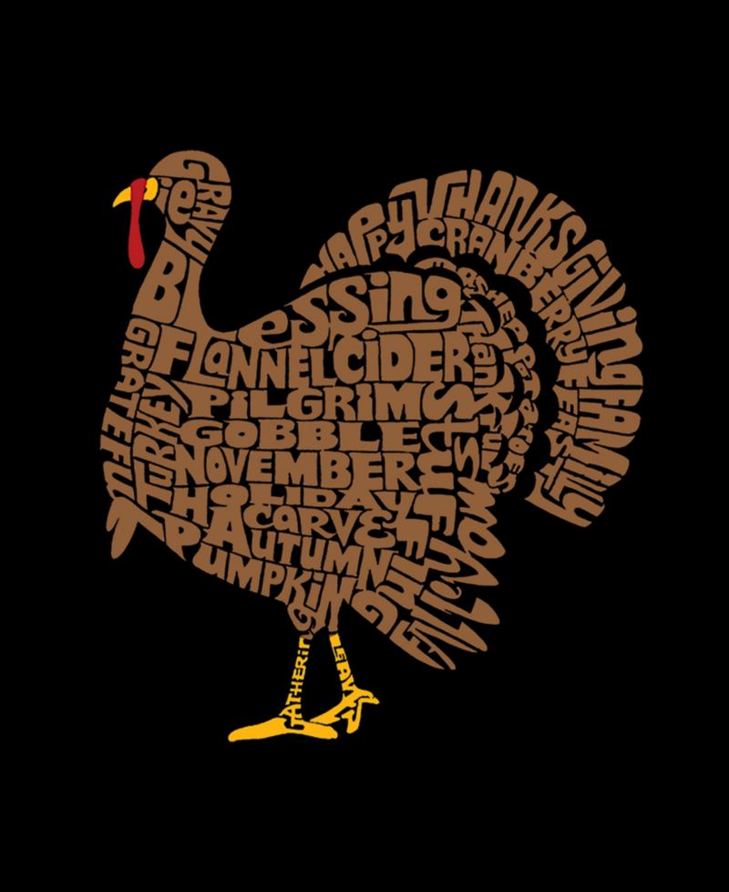 Women's Thanksgiving Turkey Word Art Hooded Sweatshirt