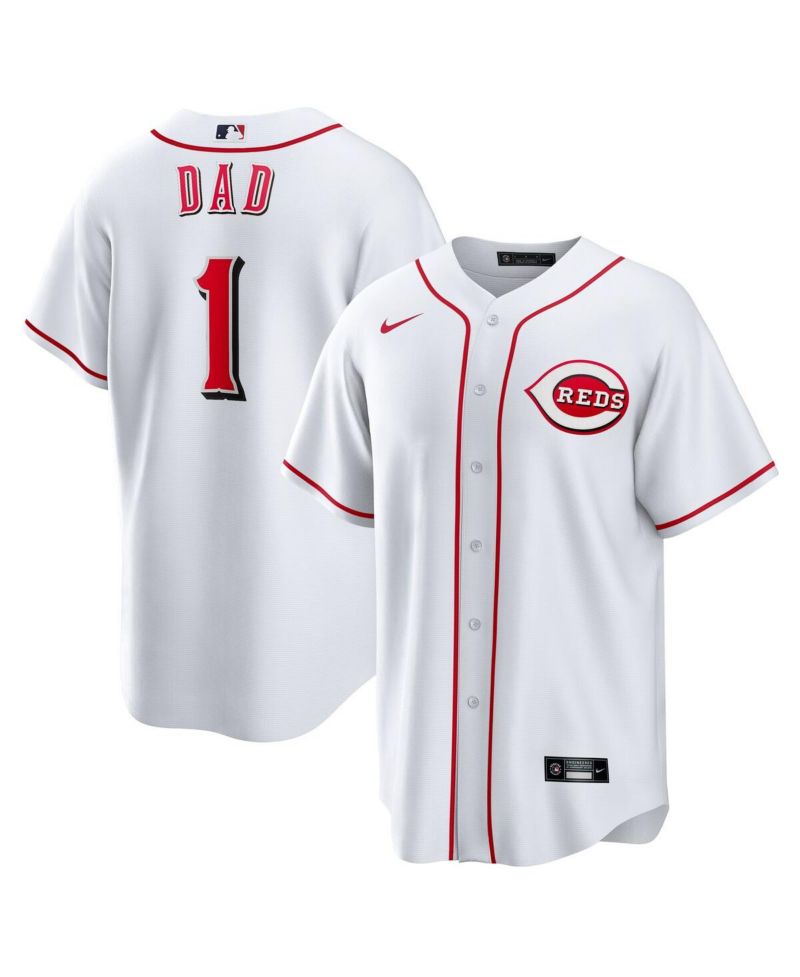 Men's White Cincinnati Reds 1 Dad Home Replica Jersey