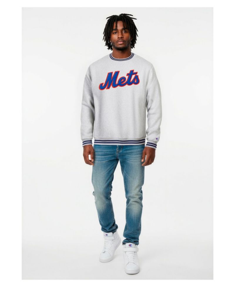 Men's Heather Gray New York Mets Reverse Weave Sweatshirt