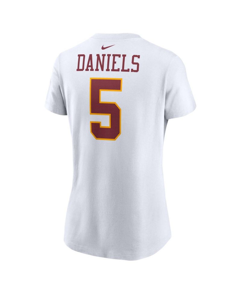 Women's Jayden Daniels White Washington Commanders Super Bowl Era Name & Number T-Shirt