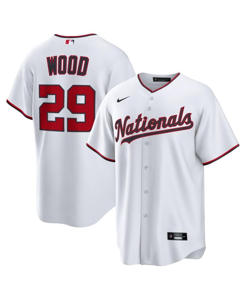 Men's James Wood White Washington Nationals Home Replica 2.0 Player Jersey